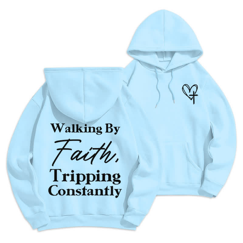 Christianartworkshop Walking By Faith Oversized Fleece Pullover Hoodie - Blue - 2XL - image 21