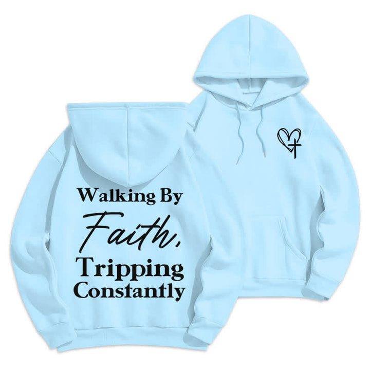 Christianartworkshop Walking By Faith Oversized Fleece Pullover Hoodie - Blue - 2XL - image 21