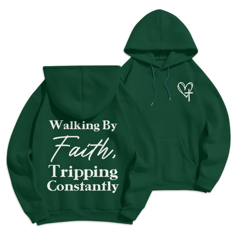 Christianartworkshop Walking By Faith Oversized Fleece Pullover Hoodie - Green - 2XL - image 9