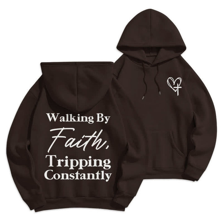 Christianartworkshop Walking By Faith Oversized Fleece Pullover Hoodie - Brown - 2XL - image 3