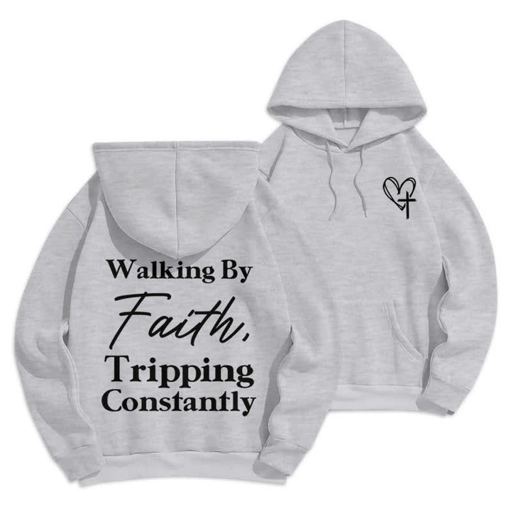 Christianartworkshop Walking By Faith Oversized Fleece Pullover Hoodie - Grey - 2XL - image 12