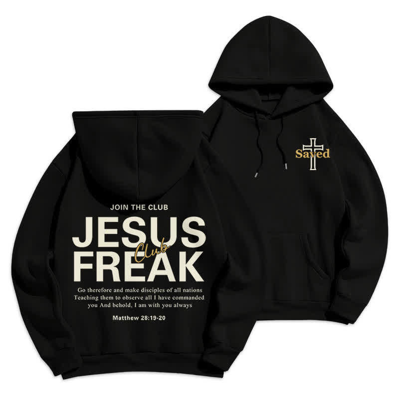 Christianartworkshop Jesus Freak Saved Oversized Fleece Pullover Hoodie - Black - 2XL - image 6