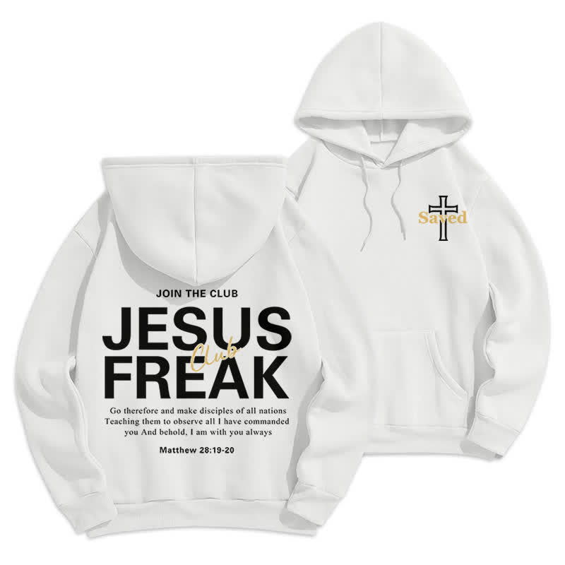 Christianartworkshop Jesus Freak Saved Oversized Fleece Pullover Hoodie - White - 2XL - image 3