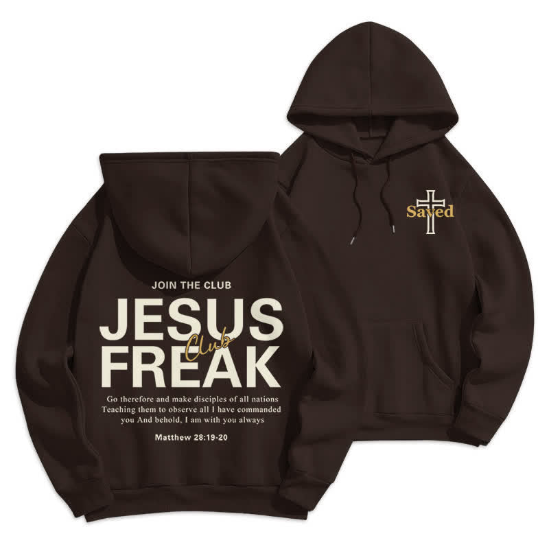 Christianartworkshop Jesus Freak Saved Oversized Fleece Pullover Hoodie - Brown - 2XL - image 9