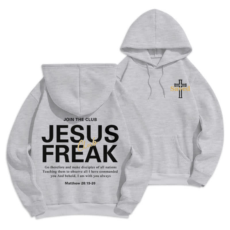 Christianartworkshop Jesus Freak Saved Oversized Fleece Pullover Hoodie - Grey - 2XL - image 21