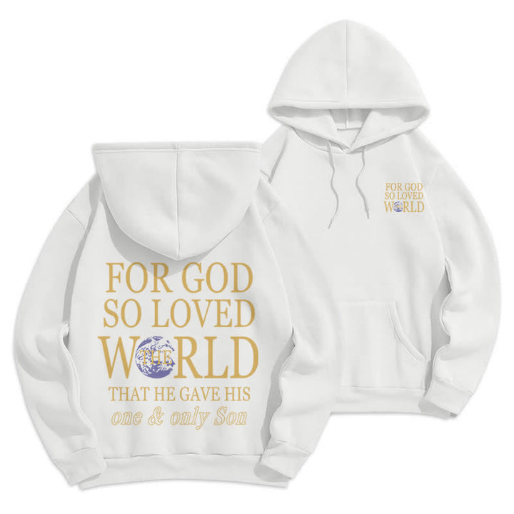 Christianartworkshop For God So Loved The World Earth Graphic Fleece Hoodie - White - 2XL - image 6