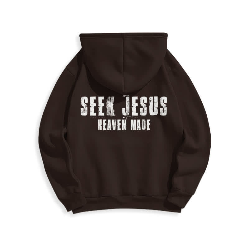 Christianartworkshop Seek Jesus Distressed Back Print Fleece Lined Hoodie - image 16