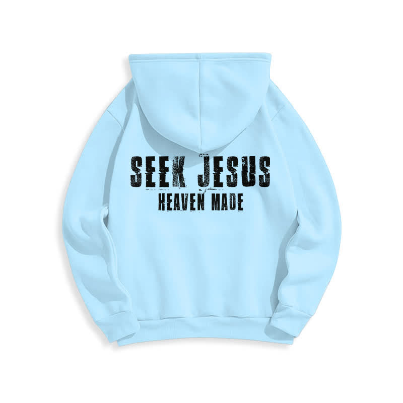 Christianartworkshop Seek Jesus Distressed Back Print Fleece Lined Hoodie - image 19