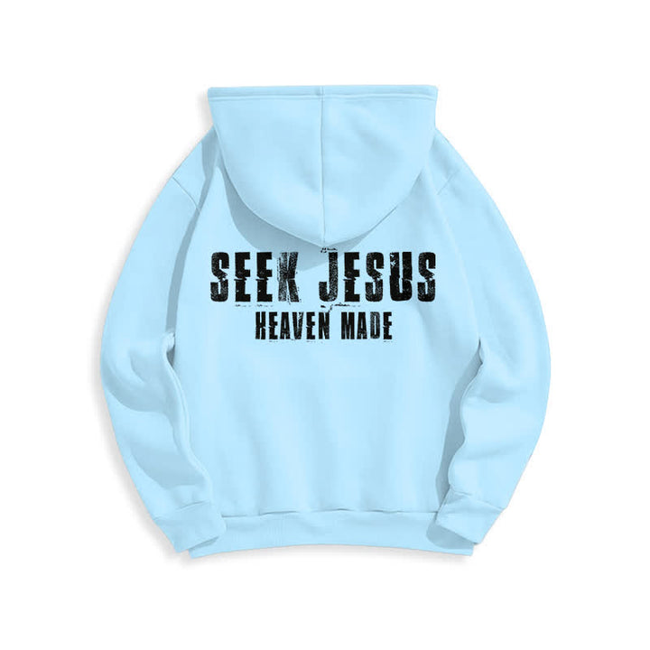 Christianartworkshop Seek Jesus Distressed Back Print Fleece Lined Hoodie - image 19