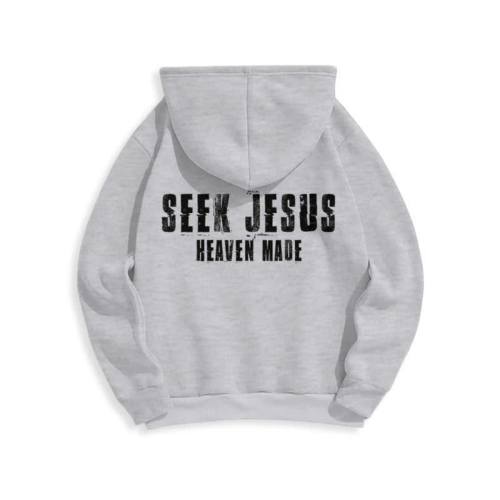 Christianartworkshop Seek Jesus Distressed Back Print Fleece Lined Hoodie - image 1