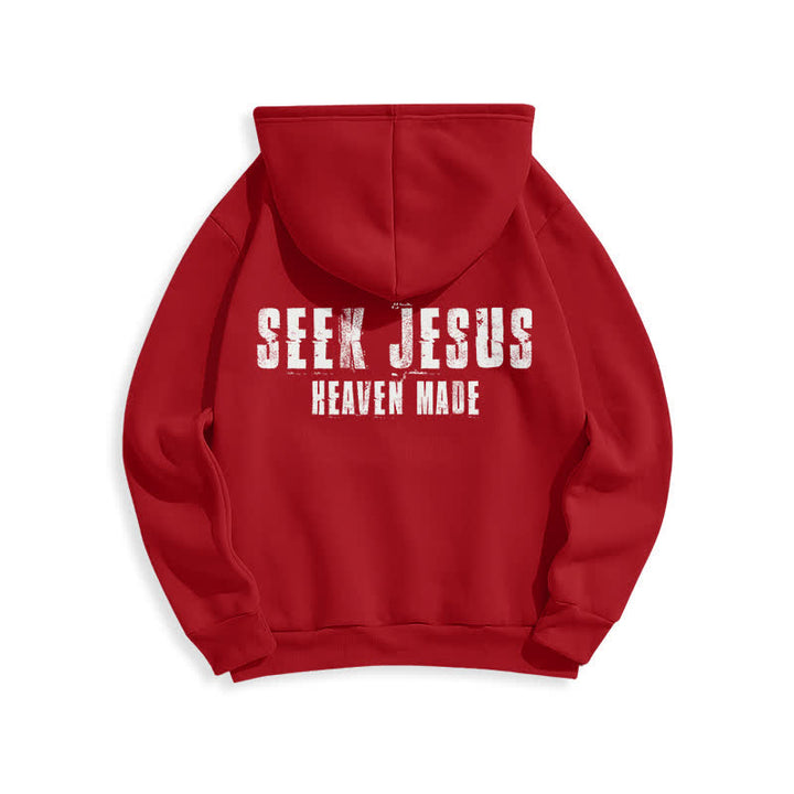 Christianartworkshop Seek Jesus Distressed Back Print Fleece Lined Hoodie - image 22