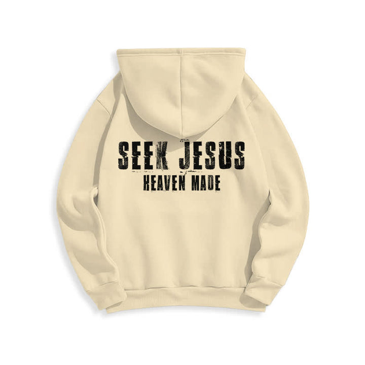 Christianartworkshop Seek Jesus Distressed Back Print Fleece Lined Hoodie - image 13