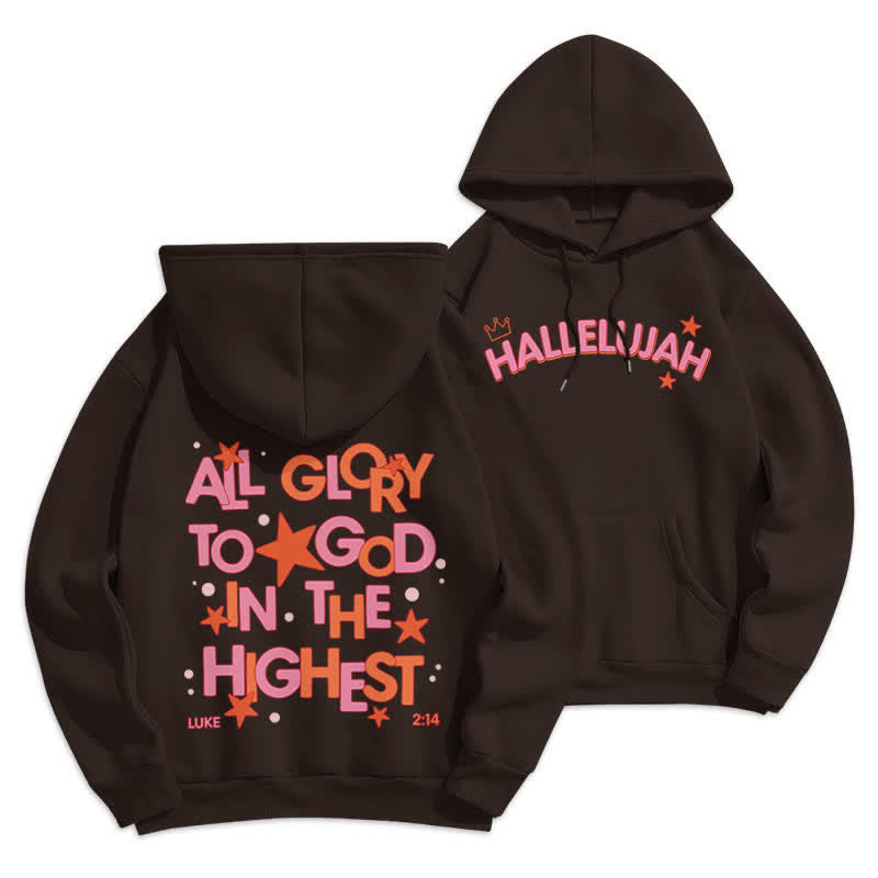 Christianartworkshop Hallelujah Crowned Stars Fleece Pullover Hoodie - Brown - 2XL - image 12