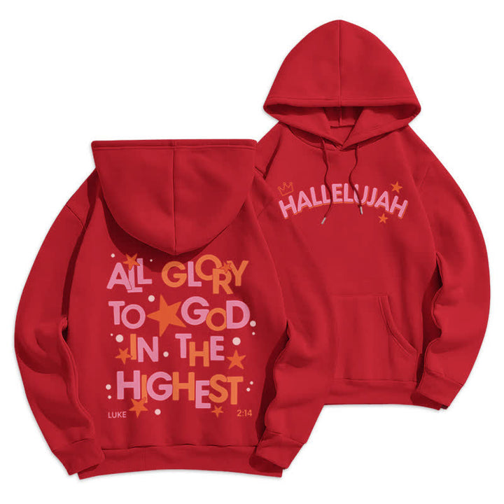 Christianartworkshop Hallelujah Crowned Stars Fleece Pullover Hoodie - Red - 2XL - image 9