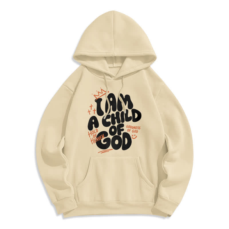 Christianartworkshop Child Of God Graffiti Oversized Fleece Lined Pullover Hoodie - Beige - 2XL - image 3