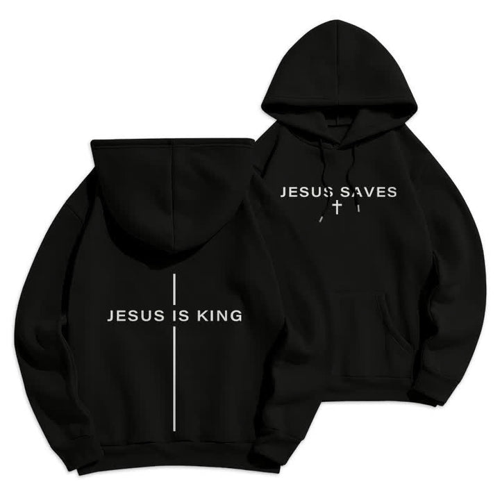 Christianartworkshop Jesus Is King Streetwear Fleece Lined Pullover Hoodie - Black - 2XL - image 9