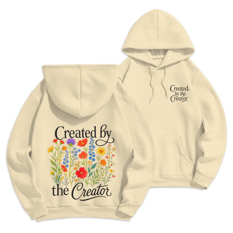 Christianartworkshop Created By The Creator Floral Back Print Pullover Hoodie - Beige - 2XL - image 18