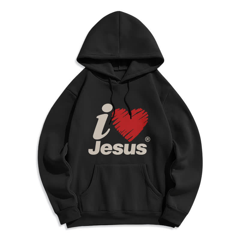 Christianartworkshop Jesus Heart Graffiti Fleece Lined Pullover Hoodie - Black - 2XL - image 1