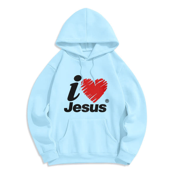 Christianartworkshop Jesus Heart Graffiti Fleece Lined Pullover Hoodie - Blue - 2XL - image 5