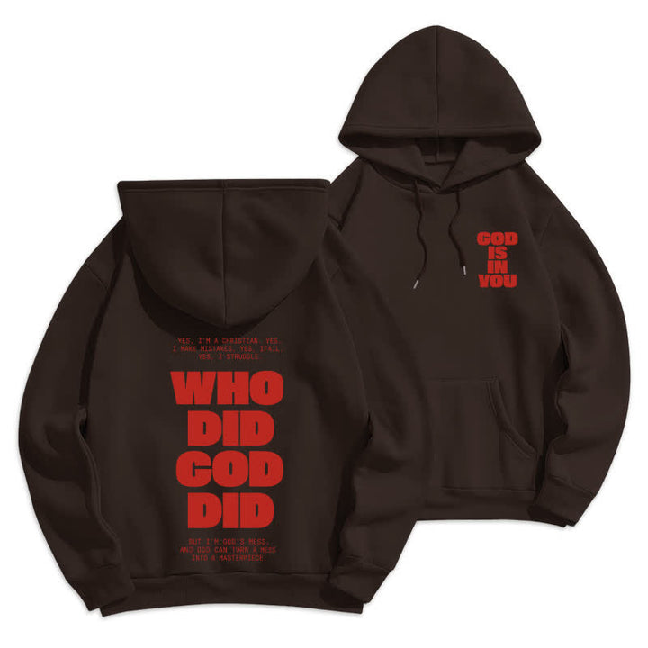 Christianartworkshop God Is In You Red Streetwear Pullover Hoodie - Brown - 2XL - image 9
