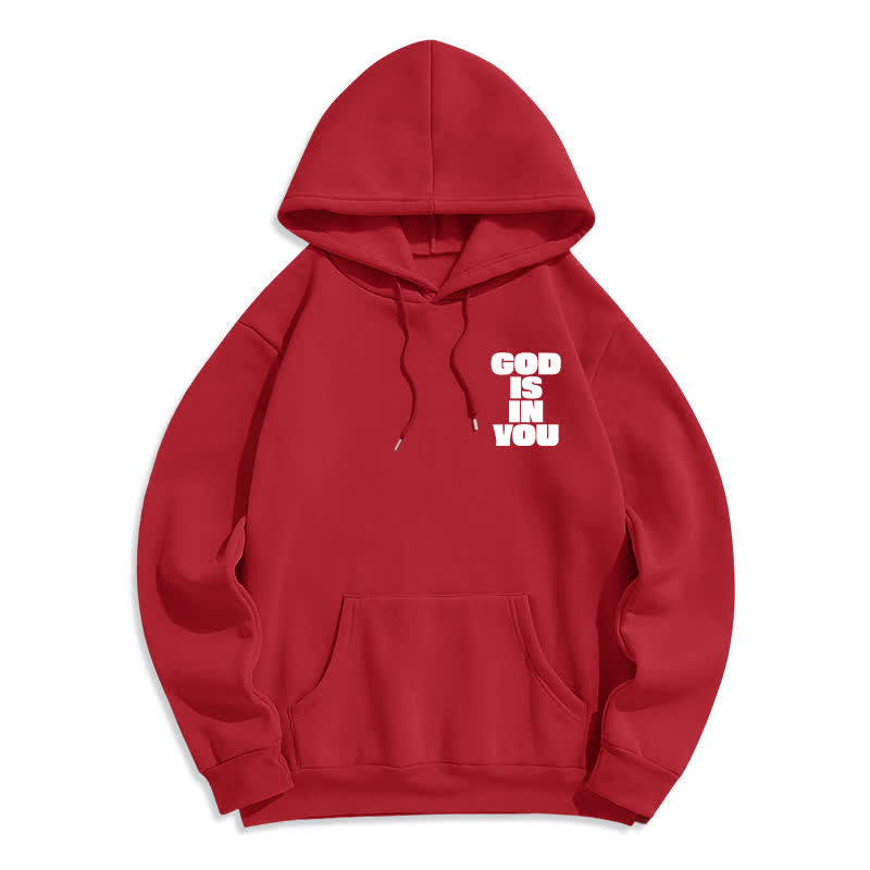 Christianartworkshop God Is In You Red Streetwear Pullover Hoodie - image 2