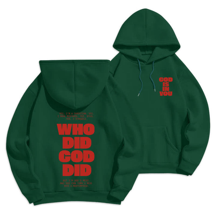Christianartworkshop God Is In You Red Streetwear Pullover Hoodie - Green - 2XL - image 21