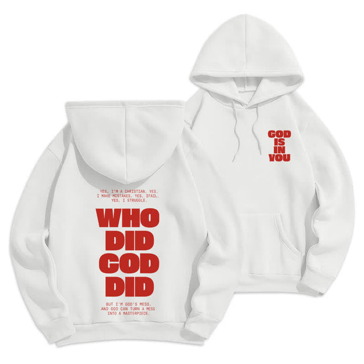 Christianartworkshop God Is In You Red Streetwear Pullover Hoodie - White - 2XL - image 3