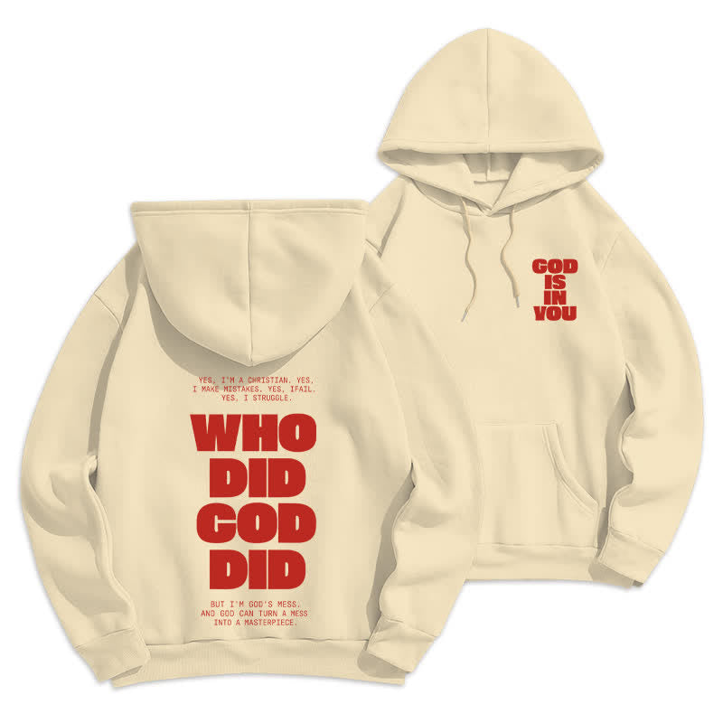 Christianartworkshop God Is In You Red Streetwear Pullover Hoodie - Beige - 2XL - image 18