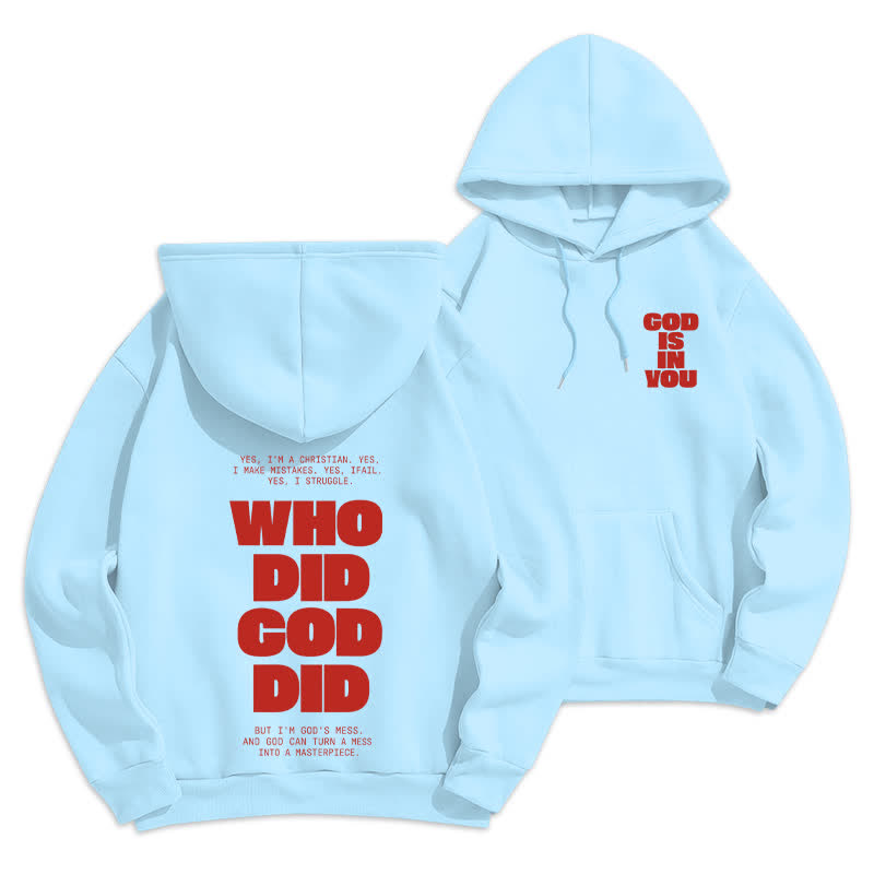Christianartworkshop God Is In You Red Streetwear Pullover Hoodie - Blue - 2XL - image 15