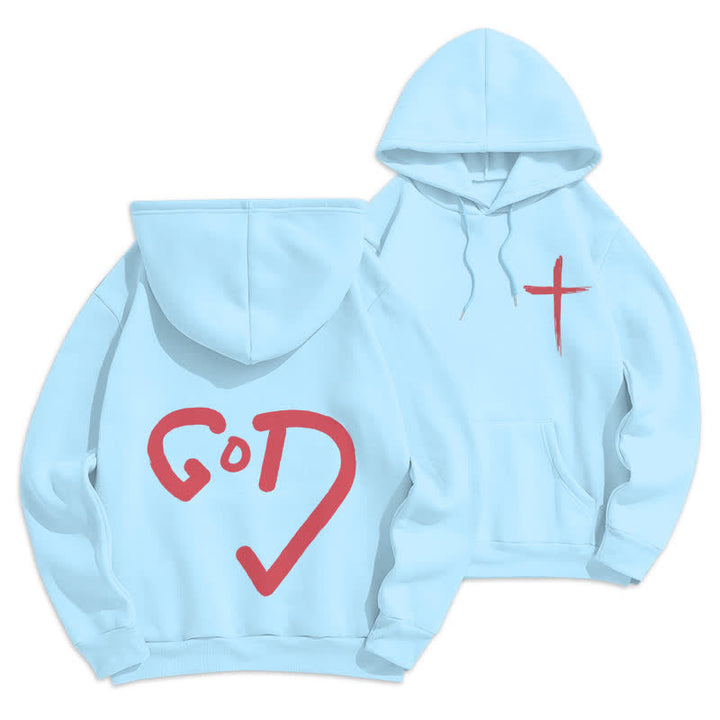 Christianartworkshop Faith Graffiti Red Cross Fleece Lined Pullover Hoodie - Blue - 2XL - image 18
