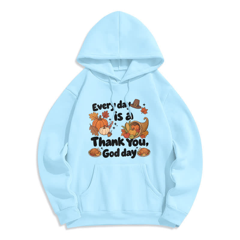 Christianartworkshop Thank You God Harvest Graphic Fleece Pullover Hoodie - Blue - 2XL - image 5