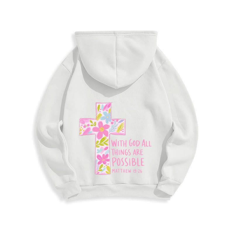 Christianartworkshop With God All Things Are Possible Floral Cross Hoodies - image 4