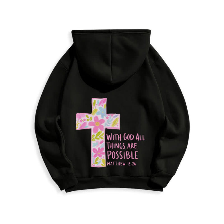 Christianartworkshop With God All Things Are Possible Floral Cross Hoodies - image 1