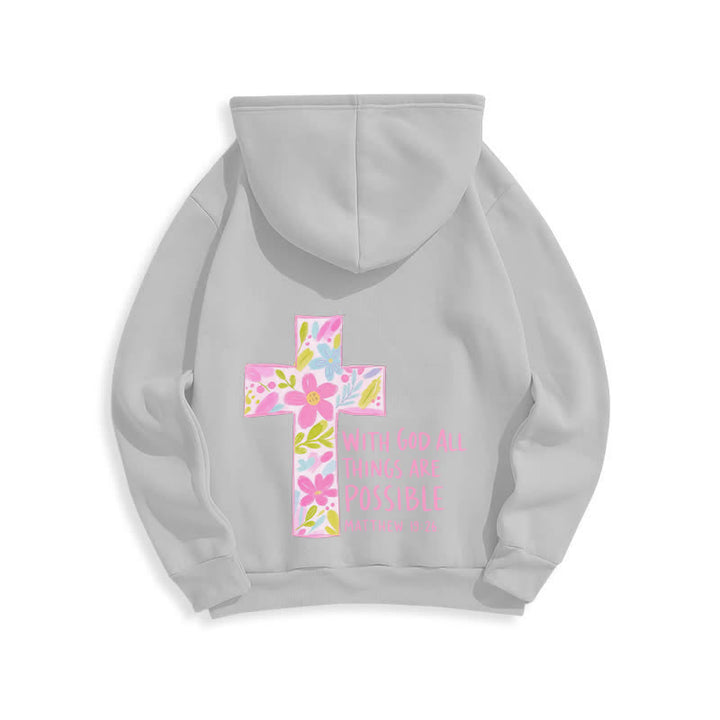 Christianartworkshop With God All Things Are Possible Floral Cross Hoodies - image 7