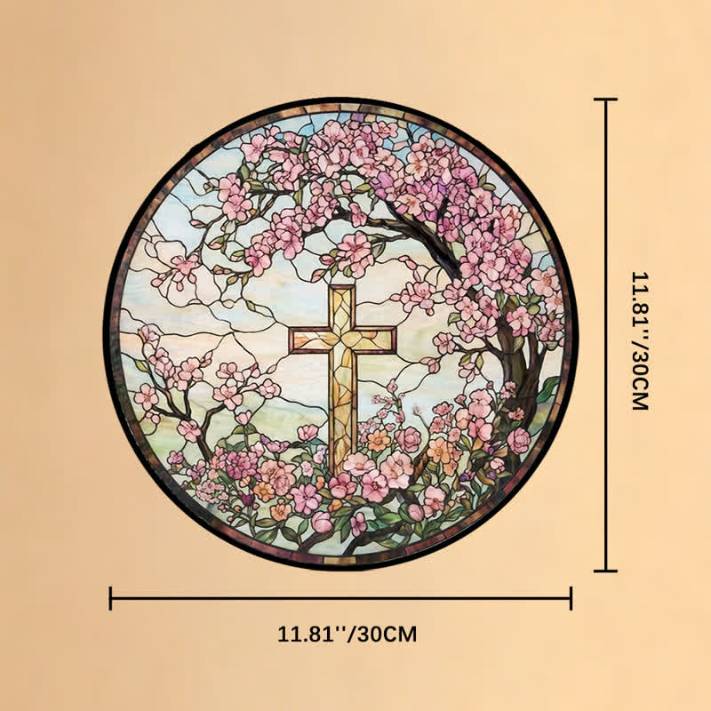 Christianartworkshop Floral Garden Cross Glass Suncatcher: Emblem Of Radiant Heavenly Blessings - 11.81''*11.81''*0.14''/30*30*0.35cm - image 10