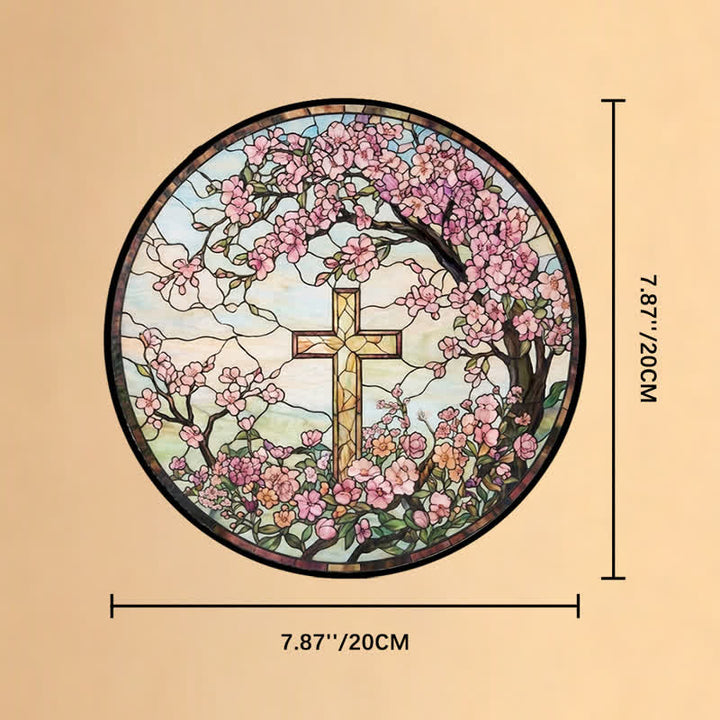 Christianartworkshop Floral Garden Cross Glass Suncatcher: Emblem Of Radiant Heavenly Blessings - 7.87''*7.87''*0.14''/20*20*0.35cm - image 8