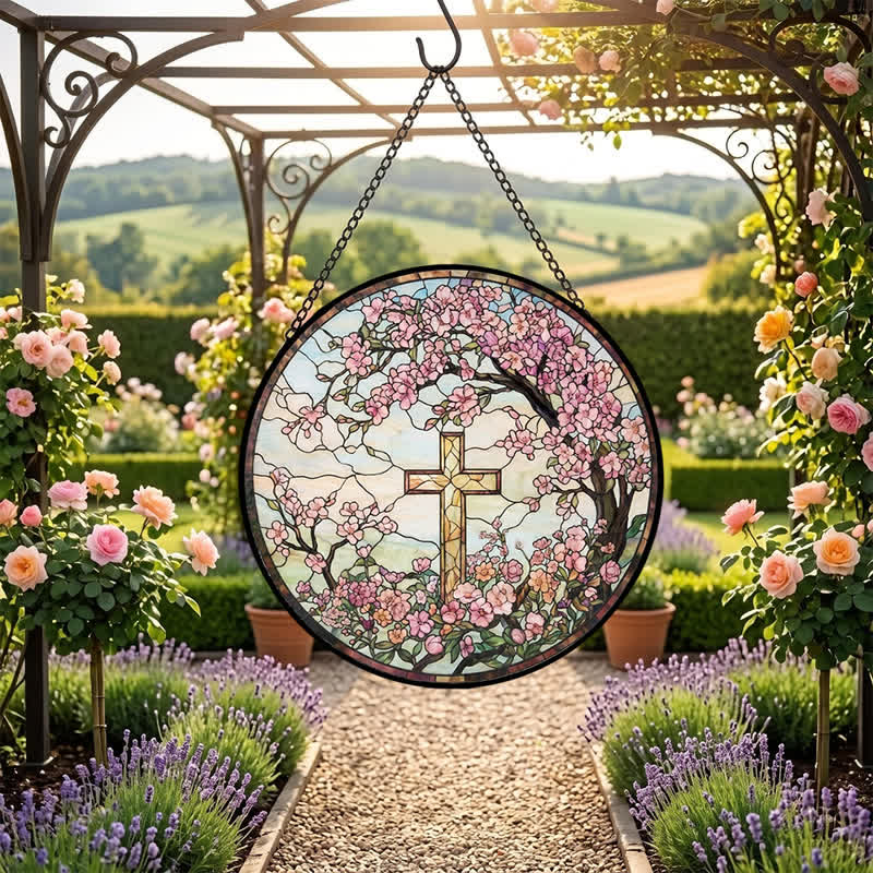 Christianartworkshop Floral Garden Cross Glass Suncatcher: Emblem Of Radiant Heavenly Blessings - image 6