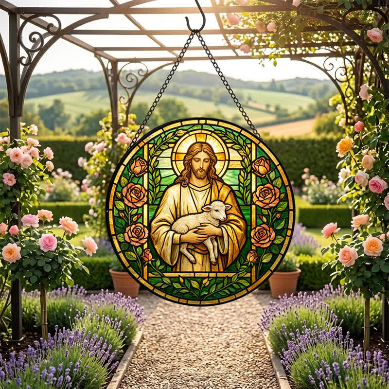 Christianartworkshop Good Shepherd Jesus Glass Suncatcher: Emblem Of Tender Heavenly Mercy - image 6