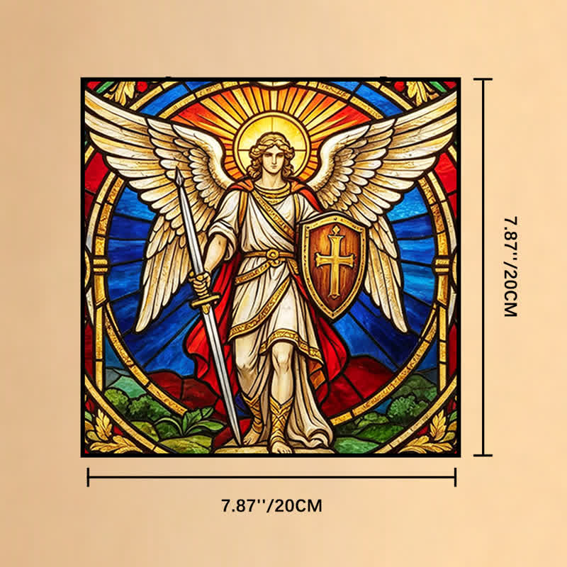 Christianartworkshop Winged Guardian Archangel Michael Glass Suncatcher: Sign Of Quiet Heavenly Vigilance - 7.87''*7.87''*0.14''/20*20*0.35cm - image 7