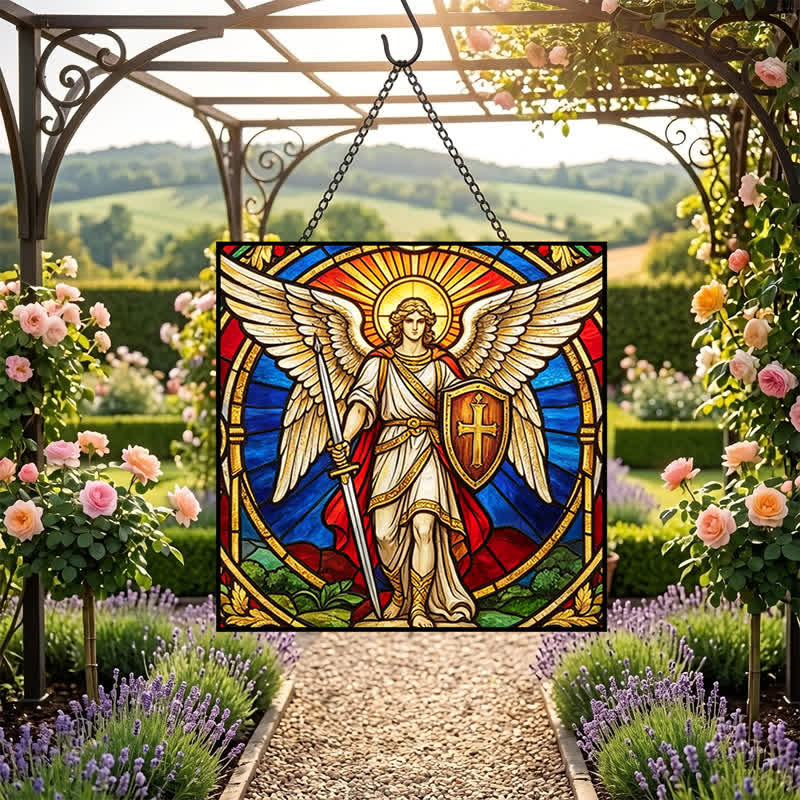 Christianartworkshop Winged Guardian Archangel Michael Glass Suncatcher: Sign Of Quiet Heavenly Vigilance - image 6
