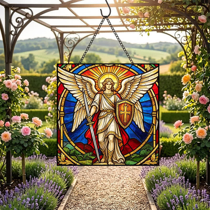 Christianartworkshop Winged Guardian Archangel Michael Glass Suncatcher: Sign Of Quiet Heavenly Vigilance - image 6