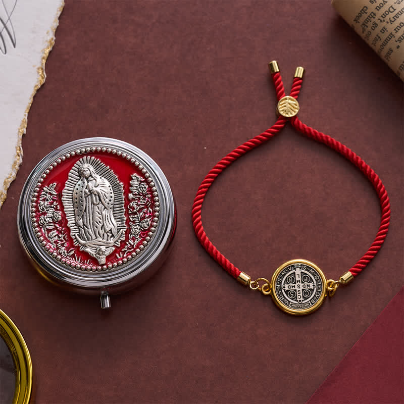 Christianartworkshop Adjustable Woven Cord St. Benedict Bracelet: Emblem of Steadfast Heavenly Safeguard - image 1