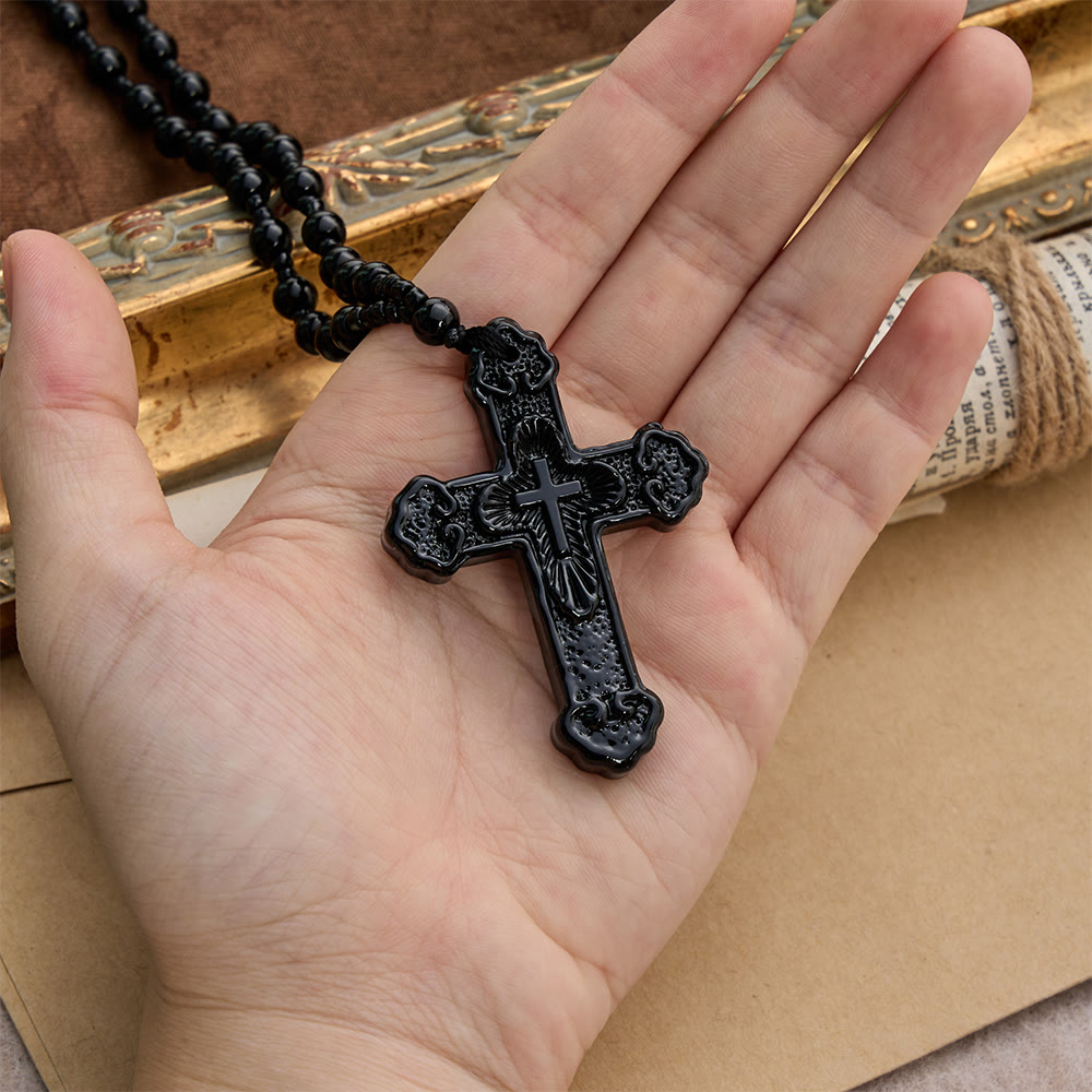 FREE Today: Textured Glass Cross Pendant With Beaded Strand: Emblem of Serene Divine Grace - image 8