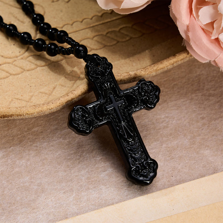 FREE Today: Textured Glass Cross Pendant With Beaded Strand: Emblem of Serene Divine Grace - image 6