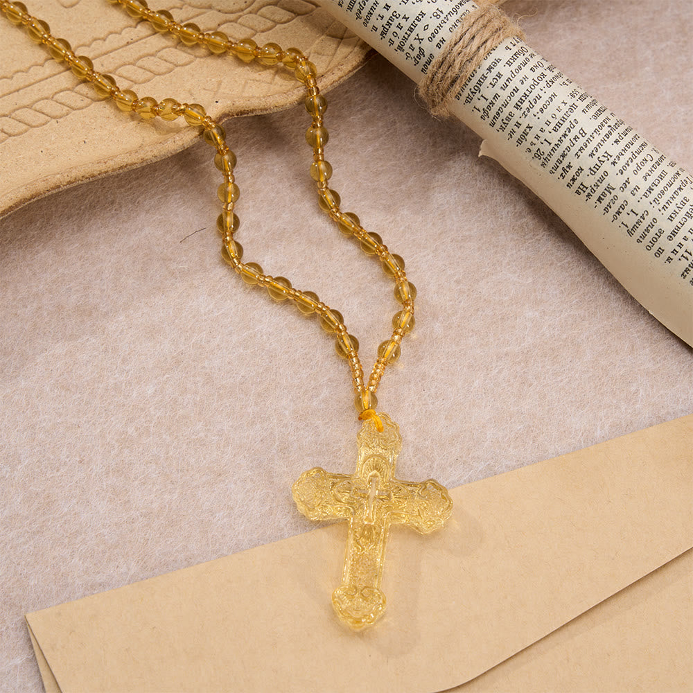 FREE Today: Textured Glass Cross Pendant With Beaded Strand: Emblem of Serene Divine Grace - image 24