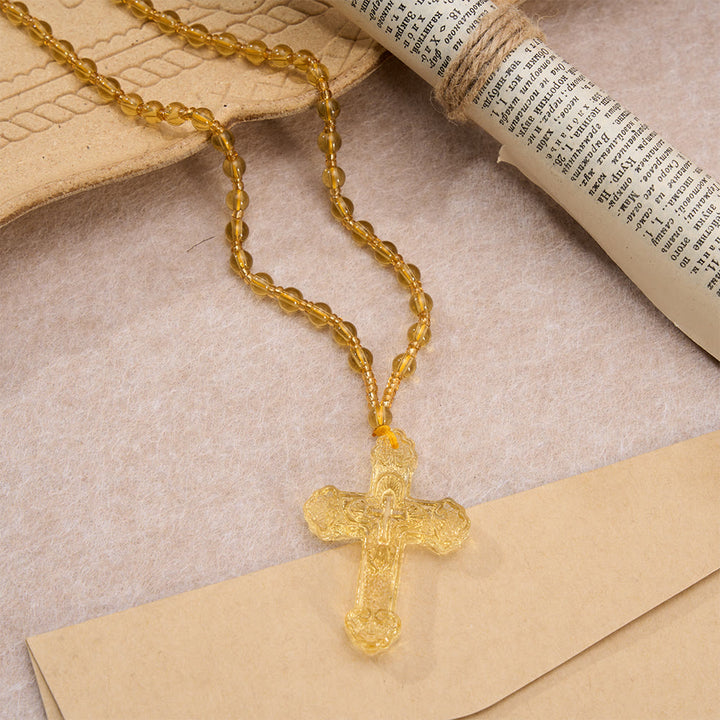 FREE Today: Textured Glass Cross Pendant With Beaded Strand: Emblem of Serene Divine Grace - image 24