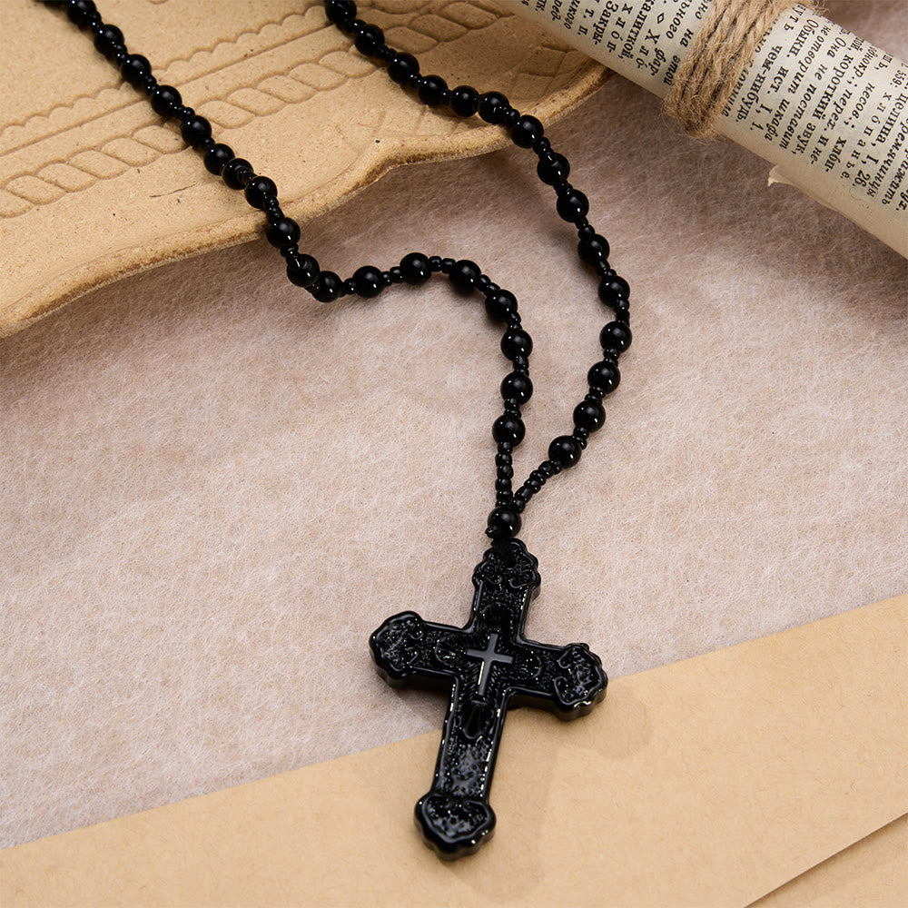 FREE Today: Textured Glass Cross Pendant With Beaded Strand: Emblem of Serene Divine Grace - image 7