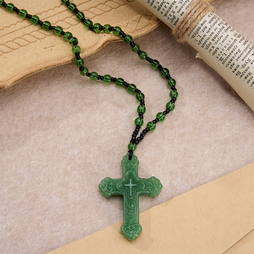 FREE Today: Textured Glass Cross Pendant With Beaded Strand: Emblem of Serene Divine Grace - image 10