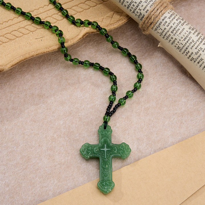 FREE Today: Textured Glass Cross Pendant With Beaded Strand: Emblem of Serene Divine Grace - image 10