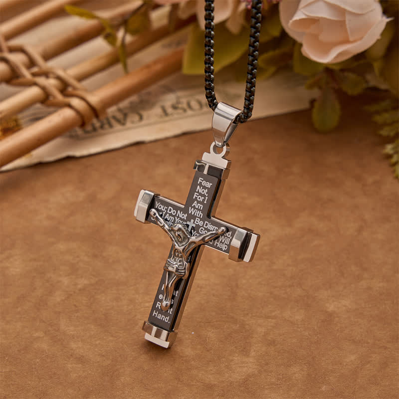 FREE Today: 3D Sculpted Stainless Crucifix Necklace: Symbol of Timeless Divine Promise - Black - Box Chain - image 4